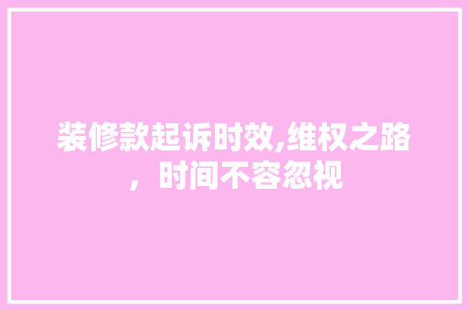 装修款起诉时效,维权之路，时间不容忽视