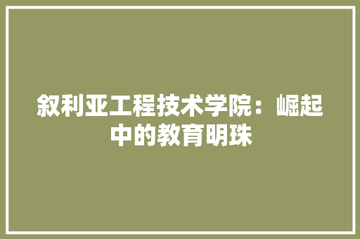 叙利亚工程技术学院：崛起中的教育明珠 卧室装修