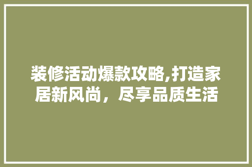 装修活动爆款攻略,打造家居新风尚，尽享品质生活 家居装修