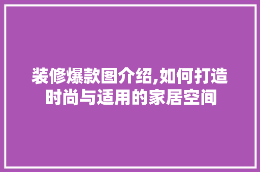 装修爆款图介绍,如何打造时尚与适用的家居空间 现代风格装饰
