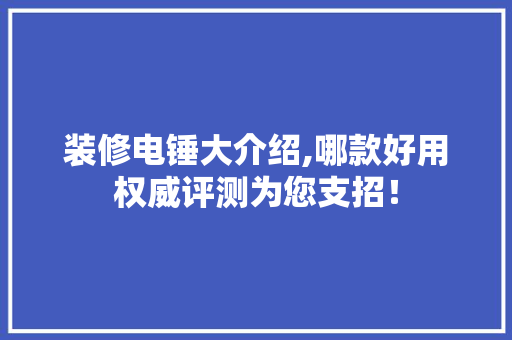 装修电锤大介绍,哪款好用权威评测为您支招！
