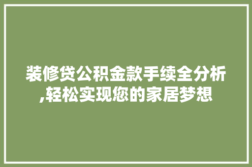 装修贷公积金款手续全分析,轻松实现您的家居梦想 现代风格装饰