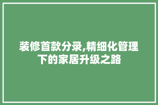 装修首款分录,精细化管理下的家居升级之路 中式风格装饰