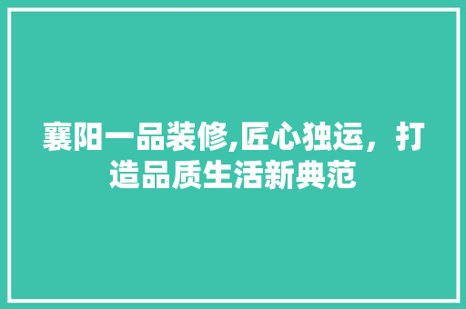 襄阳一品装修,匠心独运，打造品质生活新典范