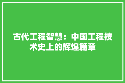 古代工程智慧：中国工程技术史上的辉煌篇章 卧室装修