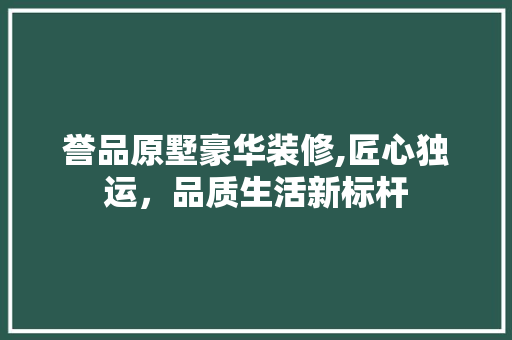 誉品原墅豪华装修,匠心独运，品质生活新标杆