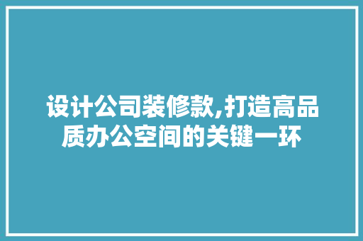 设计公司装修款,打造高品质办公空间的关键一环 现代风格装饰