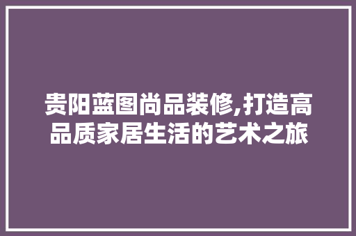 贵阳蓝图尚品装修,打造高品质家居生活的艺术之旅 室内设计