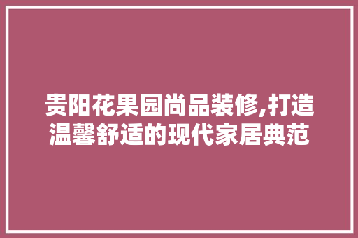 贵阳花果园尚品装修,打造温馨舒适的现代家居典范 现代风格装饰