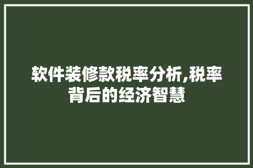 软件装修款税率分析,税率背后的经济智慧 客厅装修