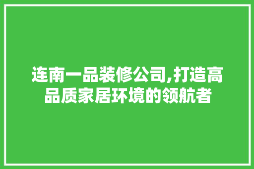 连南一品装修公司,打造高品质家居环境的领航者