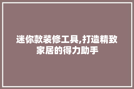 迷你款装修工具,打造精致家居的得力助手