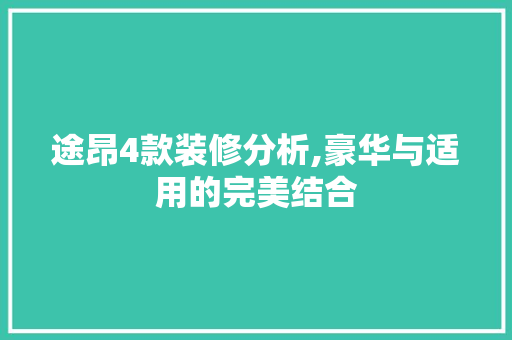 途昂4款装修分析,豪华与适用的完美结合 软装设计