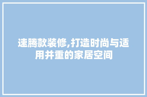 速腾款装修,打造时尚与适用并重的家居空间 客厅装修