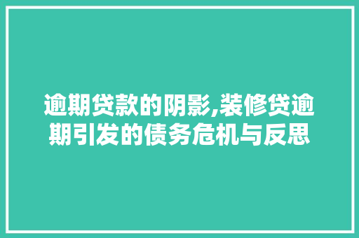 逾期贷款的阴影,装修贷逾期引发的债务危机与反思 现代风格装饰
