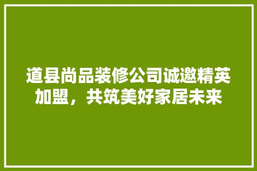 道县尚品装修公司诚邀精英加盟，共筑美好家居未来 室内设计