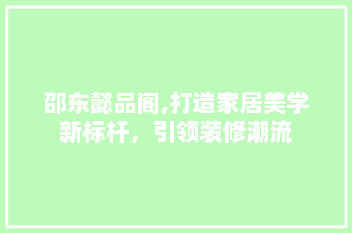 邵东懿品阁,打造家居美学新标杆，引领装修潮流 客厅装修