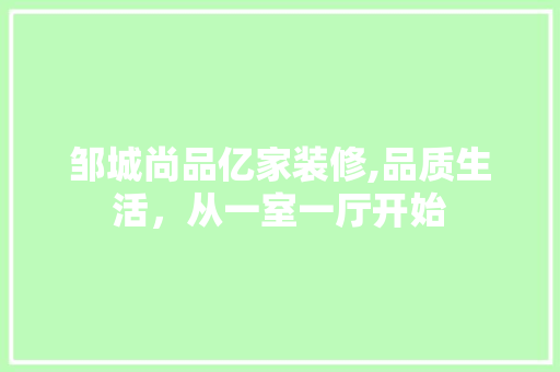 邹城尚品亿家装修,品质生活，从一室一厅开始 家居装修