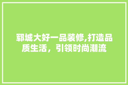 郓城大好一品装修,打造品质生活，引领时尚潮流 现代风格装饰