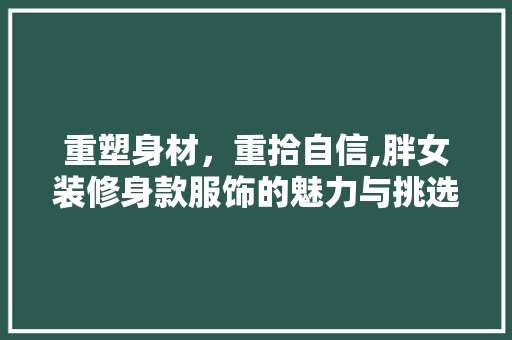重塑身材，重拾自信,胖女装修身款服饰的魅力与挑选方法