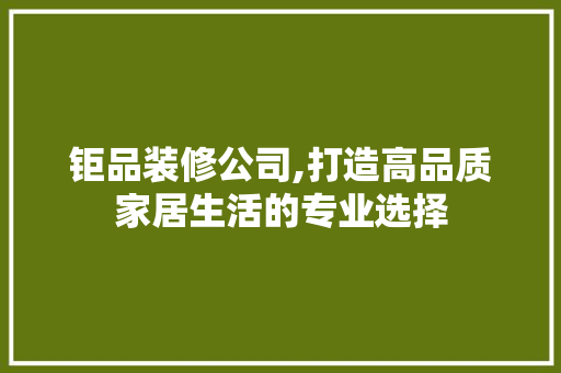 钜品装修公司,打造高品质家居生活的专业选择 软装设计