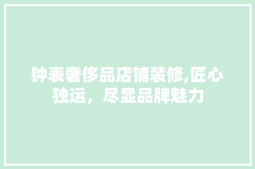 钟表奢侈品店铺装修,匠心独运，尽显品牌魅力 室内设计