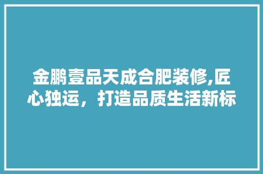 金鹏壹品天成合肥装修,匠心独运，打造品质生活新标杆