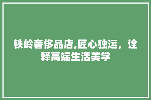 铁岭奢侈品店,匠心独运，诠释高端生活美学