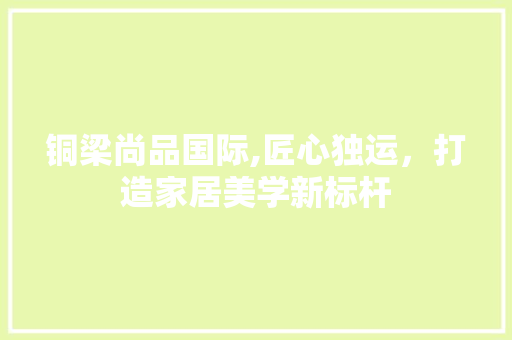 铜梁尚品国际,匠心独运，打造家居美学新标杆