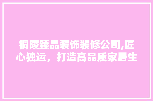 铜陵臻品装饰装修公司,匠心独运，打造高品质家居生活