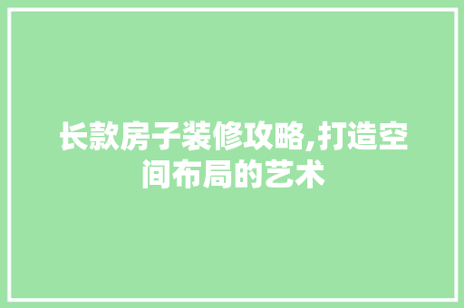 长款房子装修攻略,打造空间布局的艺术 家居装修