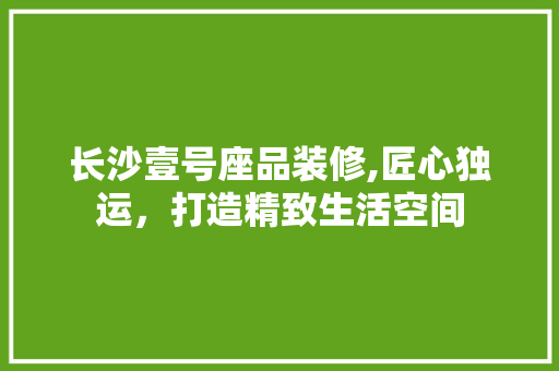 长沙壹号座品装修,匠心独运，打造精致生活空间