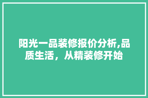 阳光一品装修报价分析,品质生活，从精装修开始 软装设计