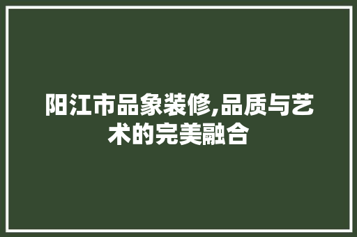 阳江市品象装修,品质与艺术的完美融合 家居装修