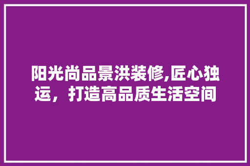 阳光尚品景洪装修,匠心独运，打造高品质生活空间 现代风格装饰