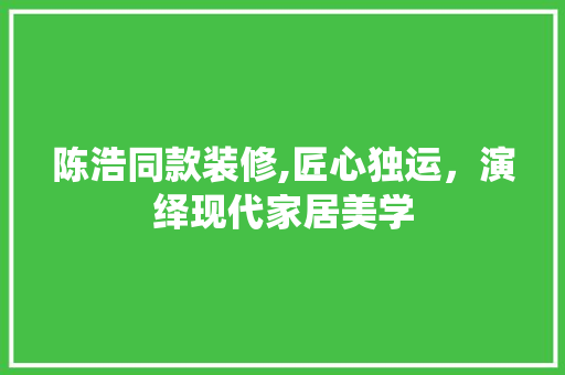 陈浩同款装修,匠心独运，演绎现代家居美学 卧室装修