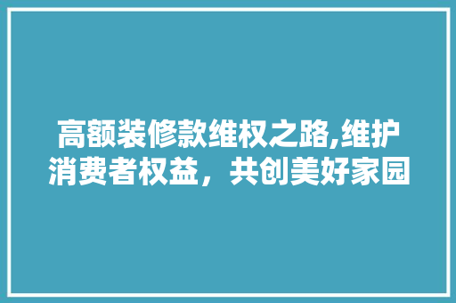 高额装修款维权之路,维护消费者权益，共创美好家园 木雕艺术