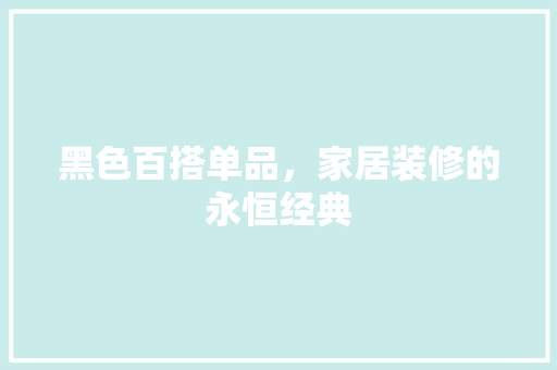黑色百搭单品，家居装修的永恒经典 客厅装修