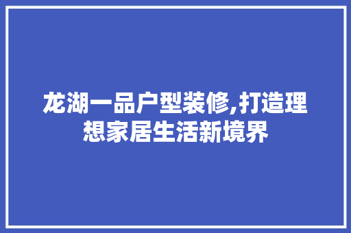 龙湖一品户型装修,打造理想家居生活新境界