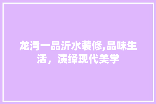 龙湾一品沂水装修,品味生活，演绎现代美学