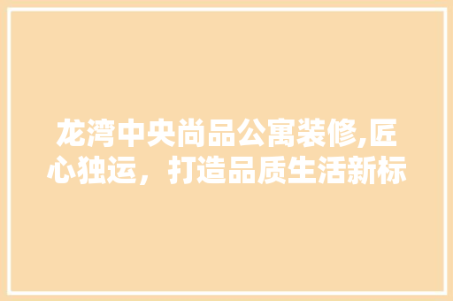 龙湾中央尚品公寓装修,匠心独运，打造品质生活新标杆
