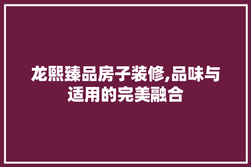 龙熙臻品房子装修,品味与适用的完美融合