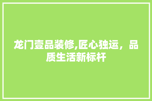 龙门壹品装修,匠心独运，品质生活新标杆