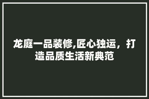龙庭一品装修,匠心独运，打造品质生活新典范 室内设计