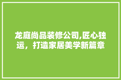 龙庭尚品装修公司,匠心独运，打造家居美学新篇章 家居装修