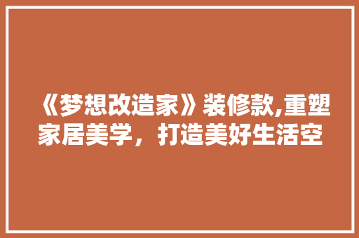 《梦想改造家》装修款,重塑家居美学，打造美好生活空间 地板材料