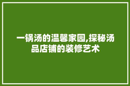 一锅汤的温馨家园,探秘汤品店铺的装修艺术 现代风格装饰