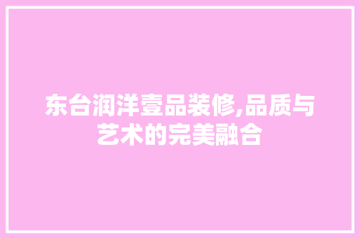 东台润洋壹品装修,品质与艺术的完美融合