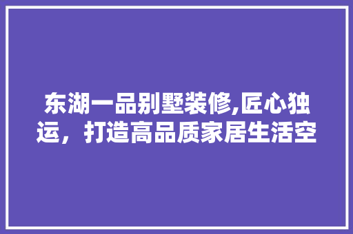东湖一品别墅装修,匠心独运，打造高品质家居生活空间