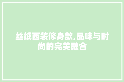 丝绒西装修身款,品味与时尚的完美融合 中式风格装饰